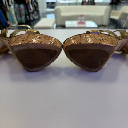 Miu Miu gold leather platform sandals (USED NO BOX)