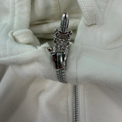 Chrome Hearts Scroll Logo White Zip Up Hoodie