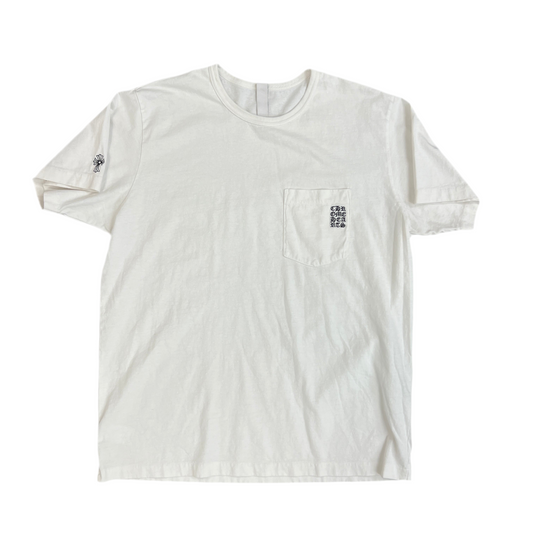 Chrome Hearts Leather Tag Embroidered Pocket Logo Tee White