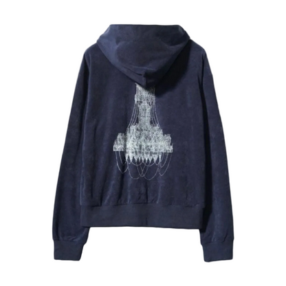 Basketcase Gallery Chandelier velour zip-up hoodie