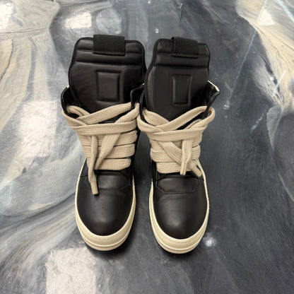 RICK OWENS Black Temple Jumbolace Geobasket Sneakers (Used)(No Box)