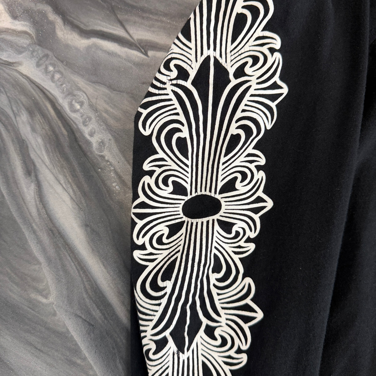 Chrome Hearts Miami Horseshoe Logo Floral Long Sleeve Tee Black