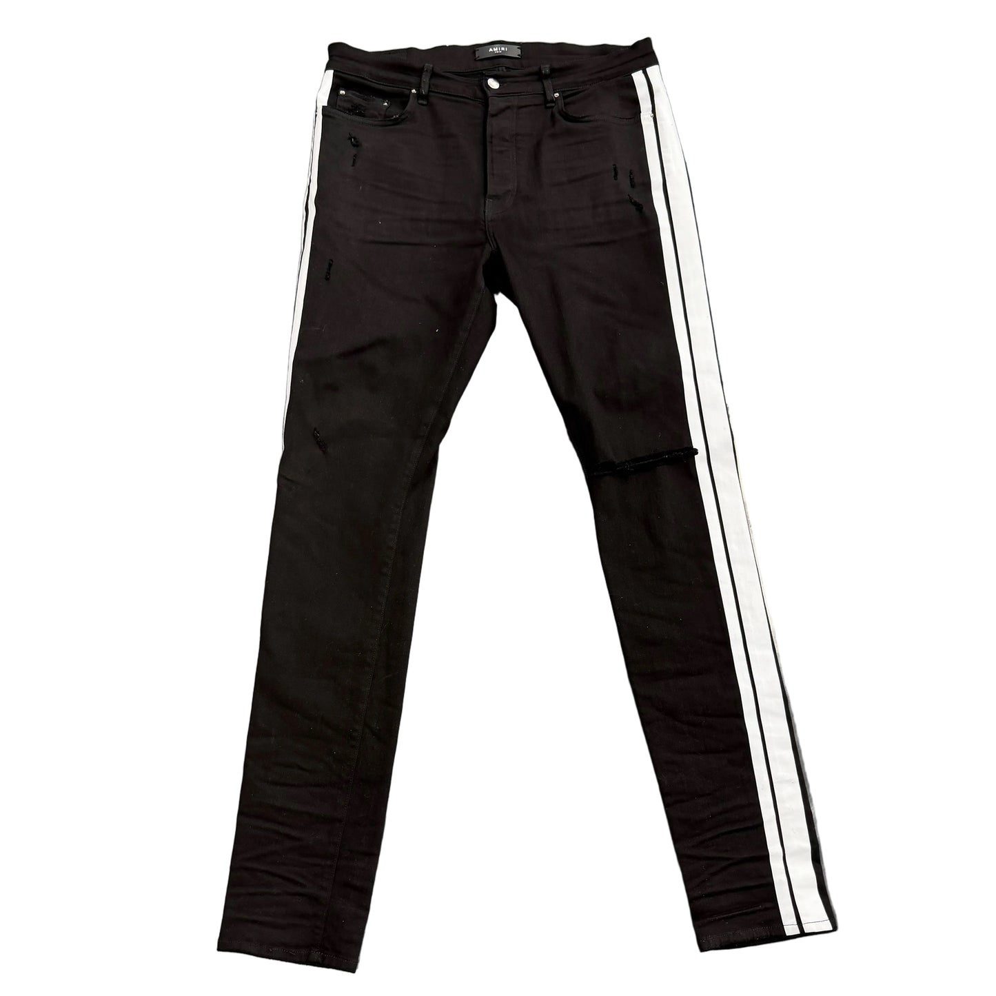 Amiri Black/White Striped denim