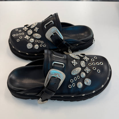 TOGA PULLA Black Eyelet Metal Sabot Slip-on Loafers (Used)(No Box)