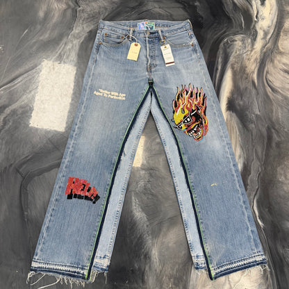 Better With Age Sham Hand-Beaded Double-Wide Jeans
