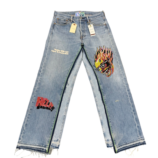 Better With Age Sham Hand-Beaded Double-Wide Jeans