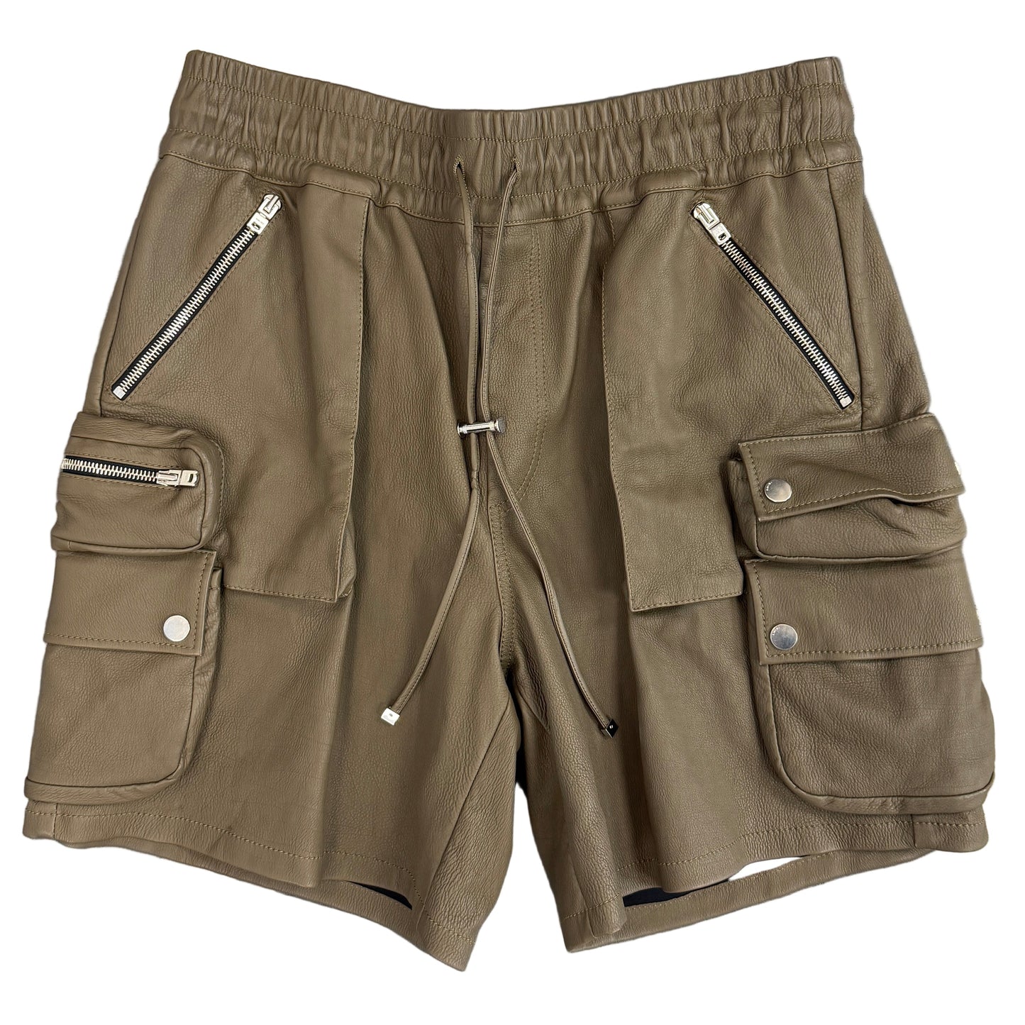 Amiri Cargo Leather Shorts Army Green