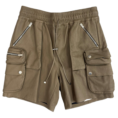 Amiri Cargo Leather Shorts Army Green
