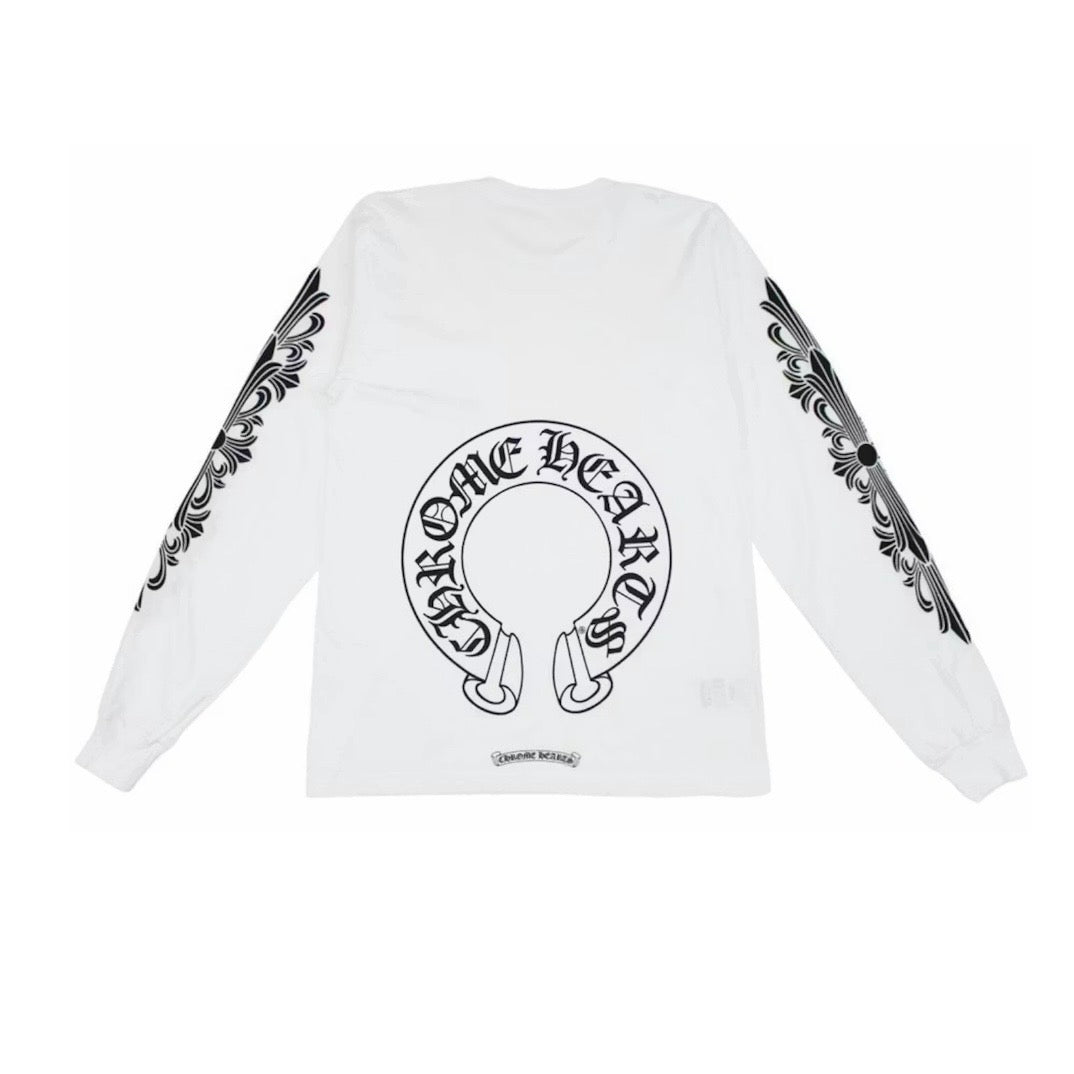 Chrome Hearts Floral Horseshoe Longsleeve Shirt White
