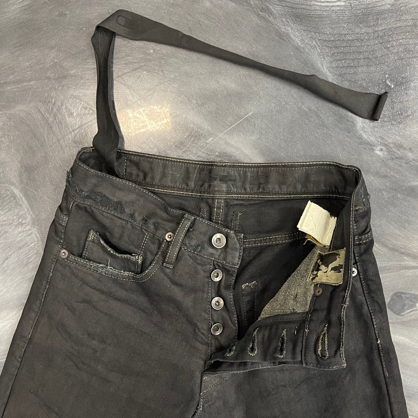 Rick Owens Black Waxed Detroit Jeans