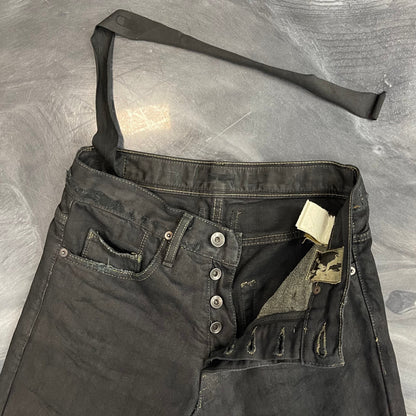Rick Owens Black Waxed Detroit Jeans