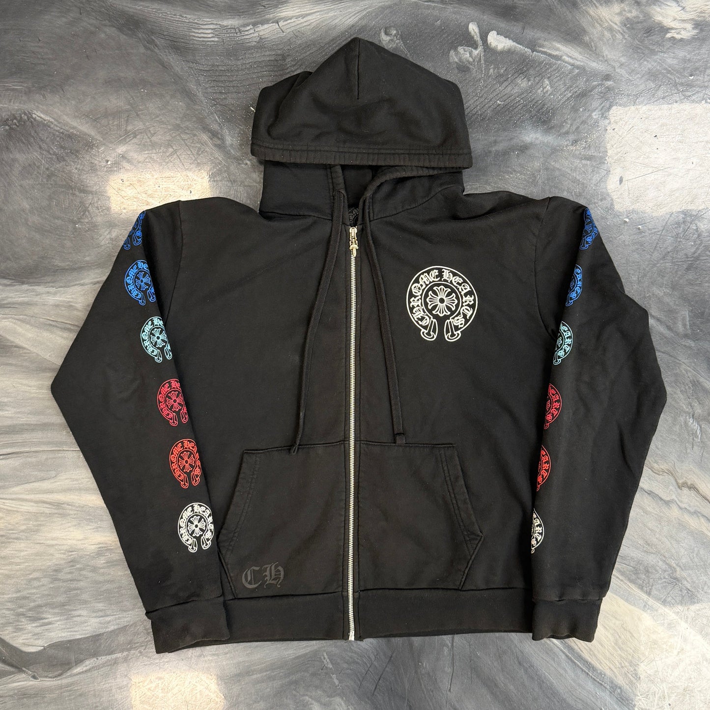 Chrome Hearts Multicolor Horseshoe Zip Up Hoodie Black
