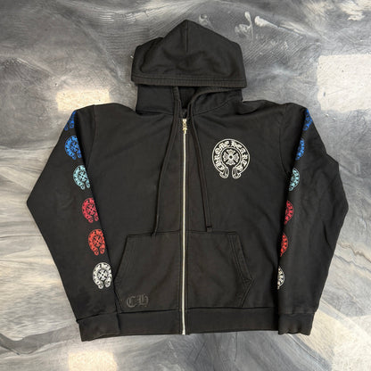Chrome Hearts Multicolor Horseshoe Zip Up Hoodie Black
