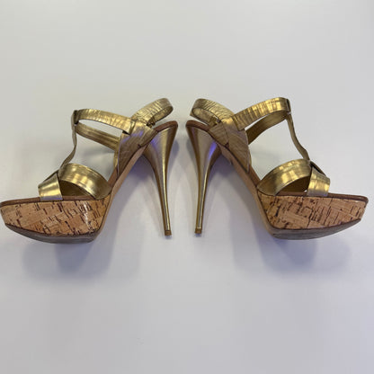 Miu Miu gold leather platform sandals (USED NO BOX)