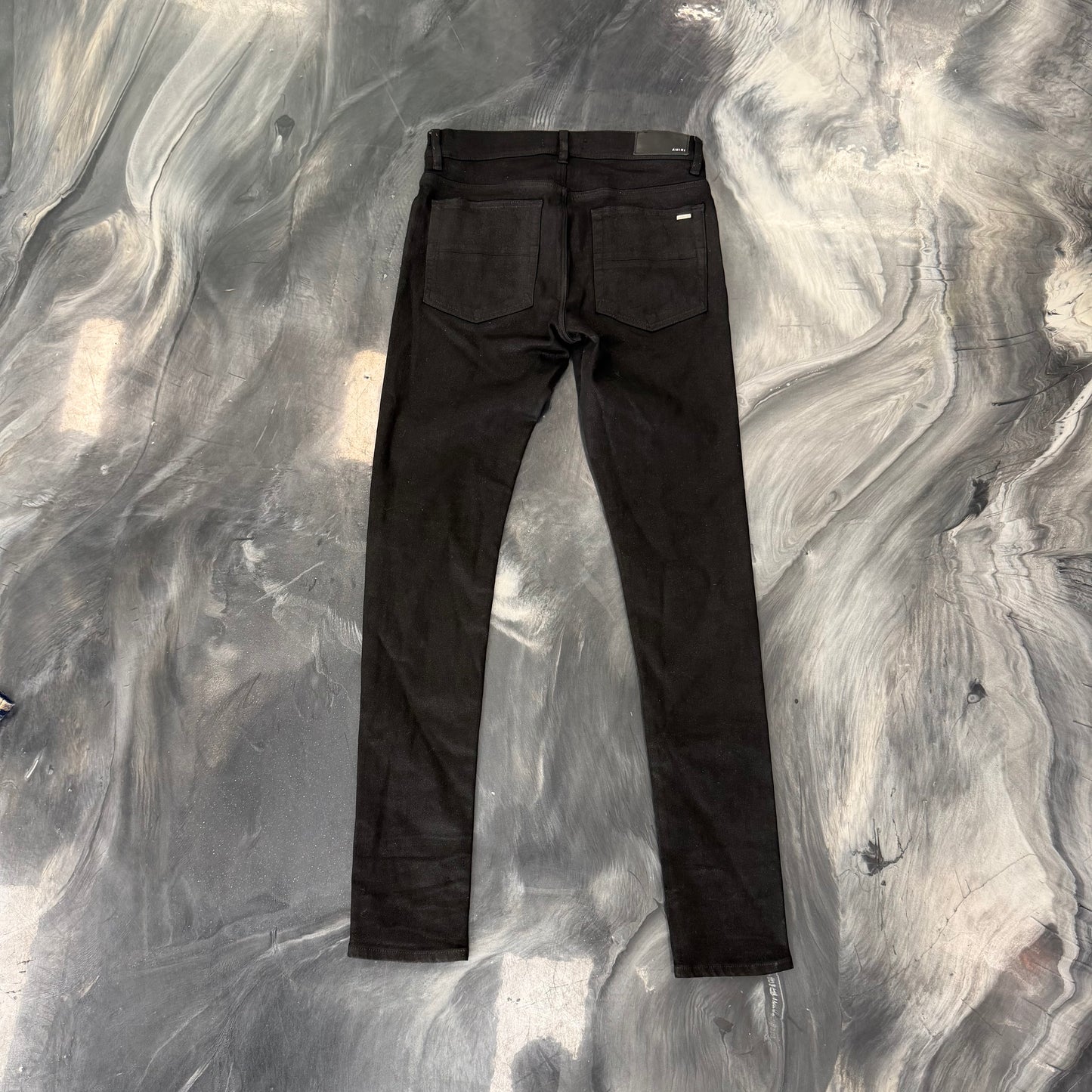 Amiri Black Waxed Denim Skinny Jeans