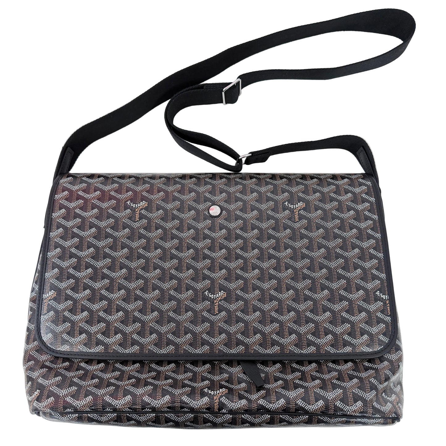 Goyard Capetien MM Black Multicolor Coated Canvas Leather Shoulder Bag