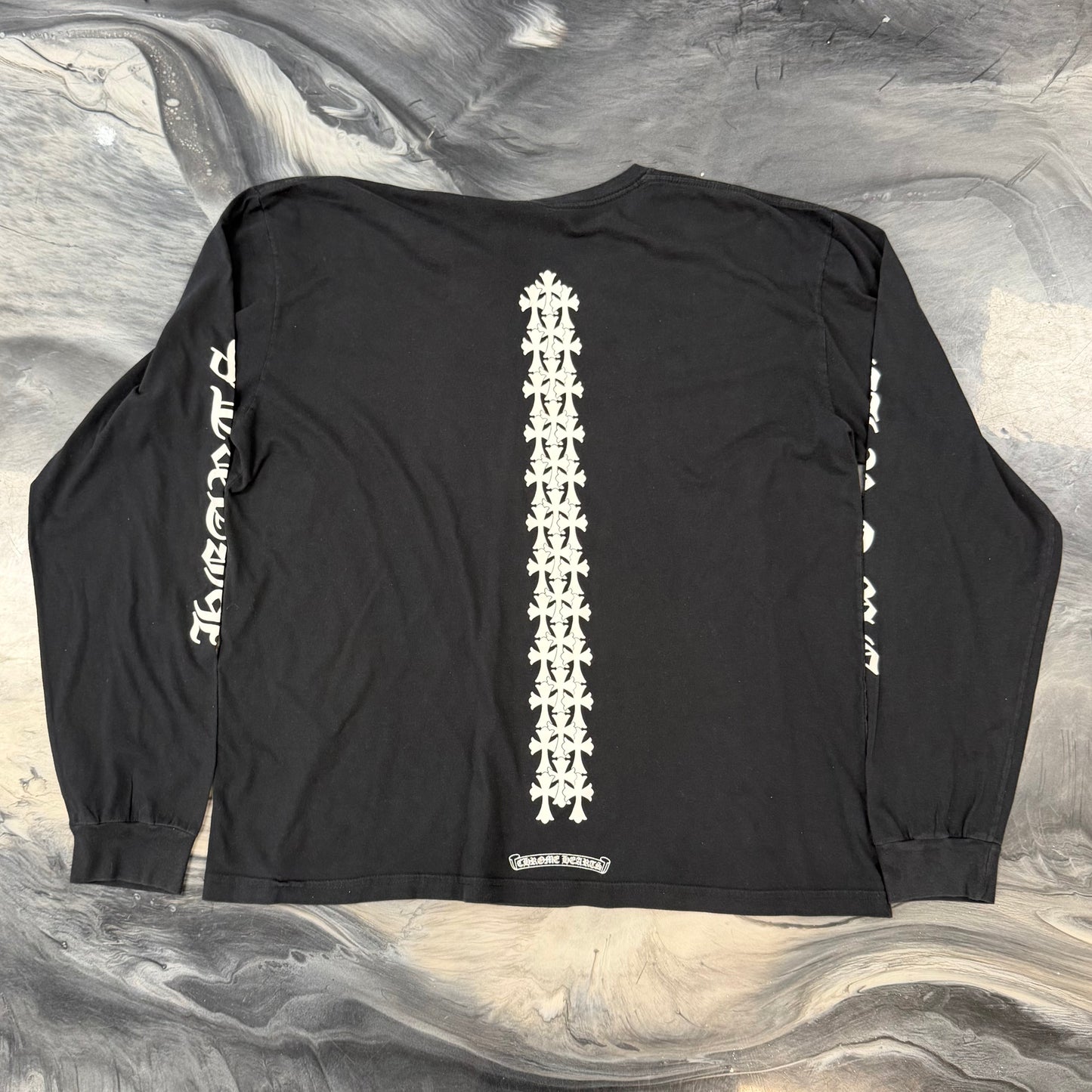 Chrome Hearts Spine Cemetery Cross Long Sleeve Tee