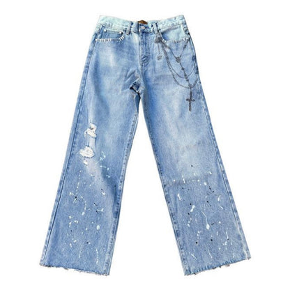Birth Of Royal Child Cross Chains Washed Denim Blue