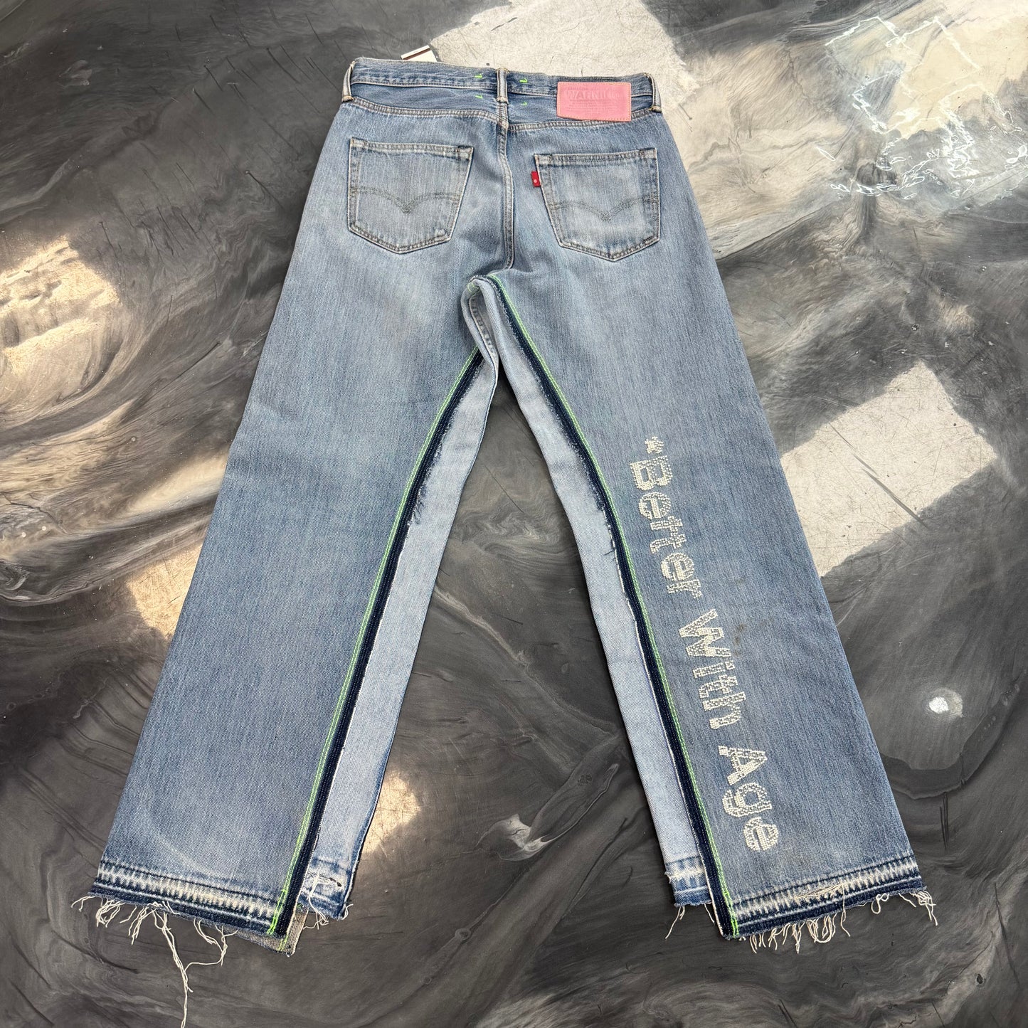 Better With Age Sham Hand-Beaded Double-Wide Jeans