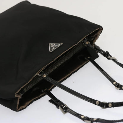 PRADA Hand Bag Nylon Black With Buckle Straps