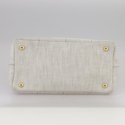 PRADA Canapa PM Hand Bag Canvas Gray Gold