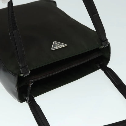 PRADA Tote Bag Green Nylon/Leather
