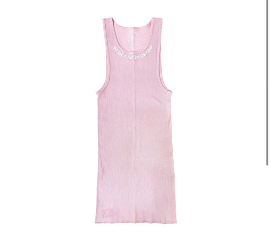 Chrome Hearts Pink Love You Neck Rib Tank Top