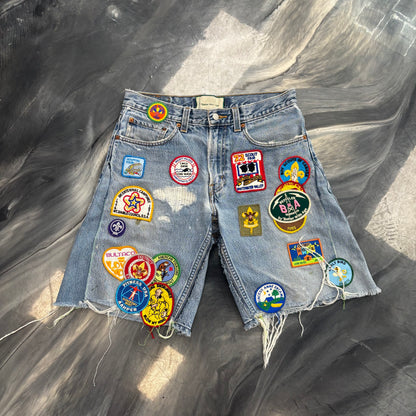 Better With Age Patchwork Denim Shorts