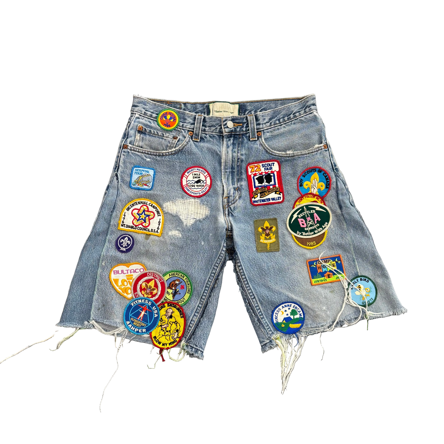 Better With Age Patchwork Denim Shorts