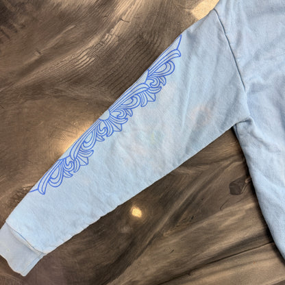 Chrome Hearts Blue Miami Horseshoe Floral Sleeve Hoodie
