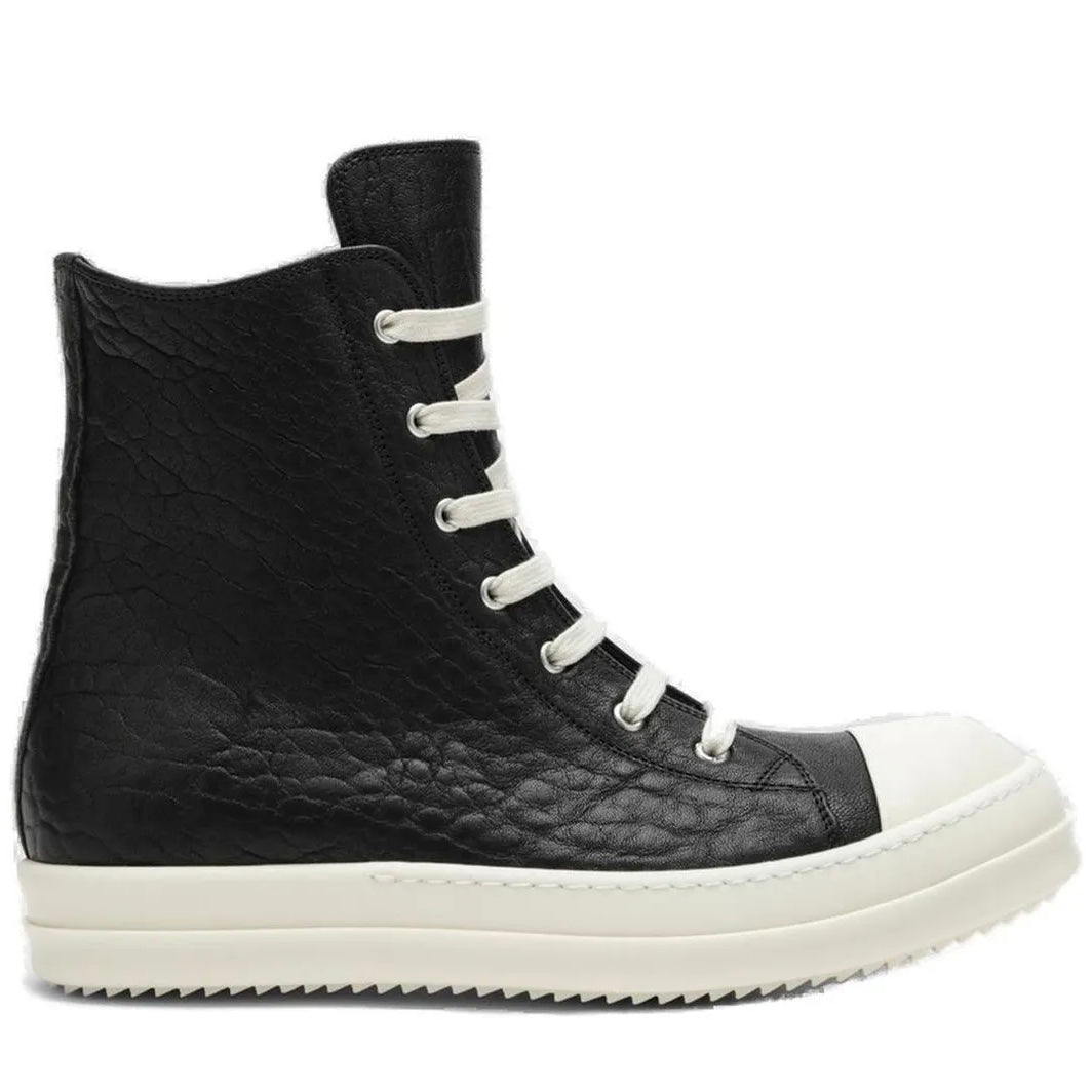 Rick Owens High-Top Black Pebbled Lamb Leather Ramone (USED)