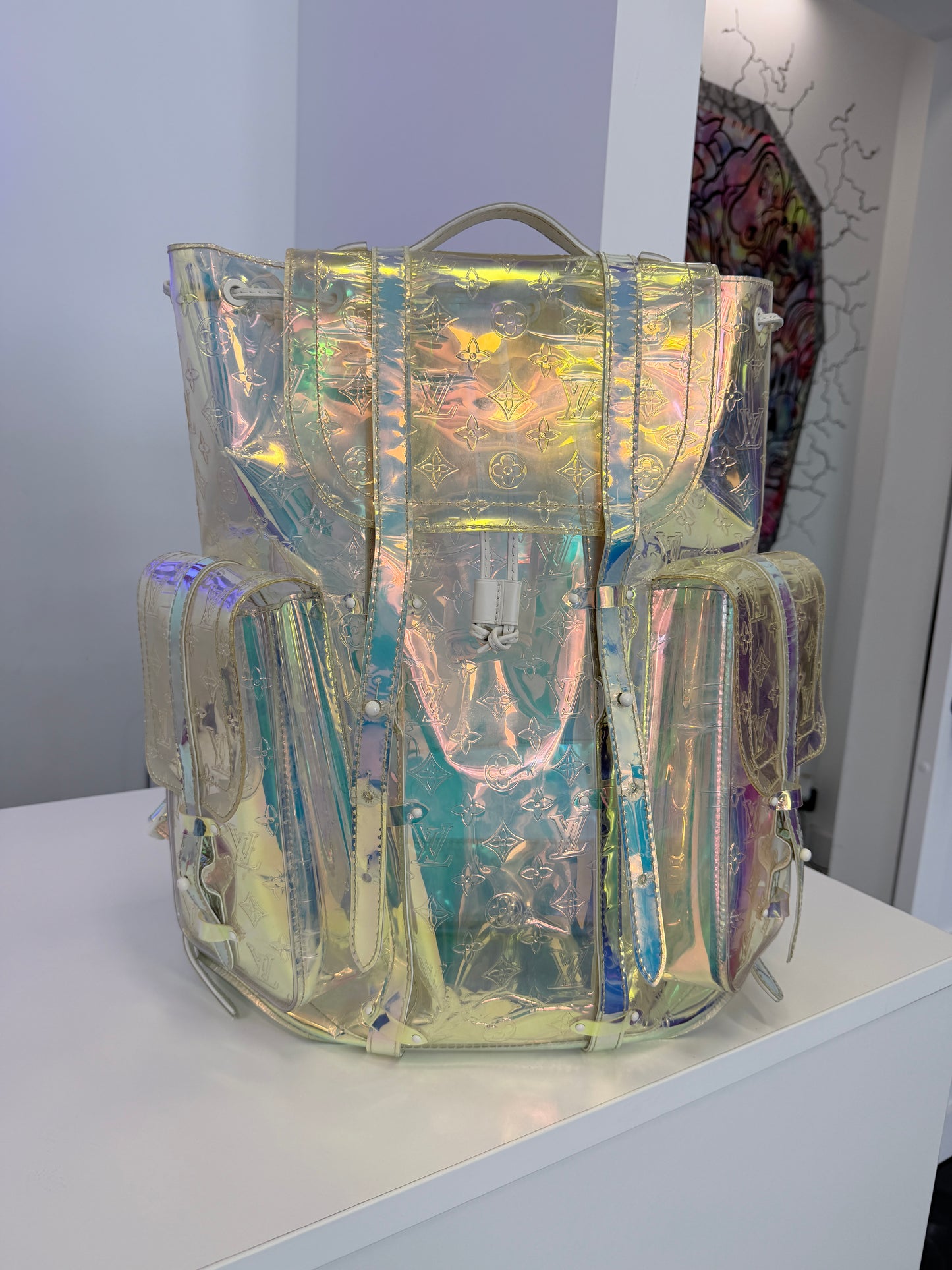 Louis Vuitton Virgil PVC Monogram Christopher Backpack GM Iridescent Prism