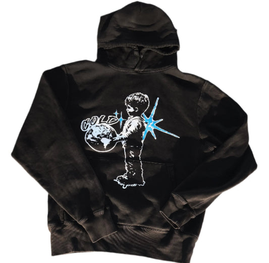 Cold Shoulder Cold World Hoodie Vintage Black (FREE)(1 Year Anniversary)