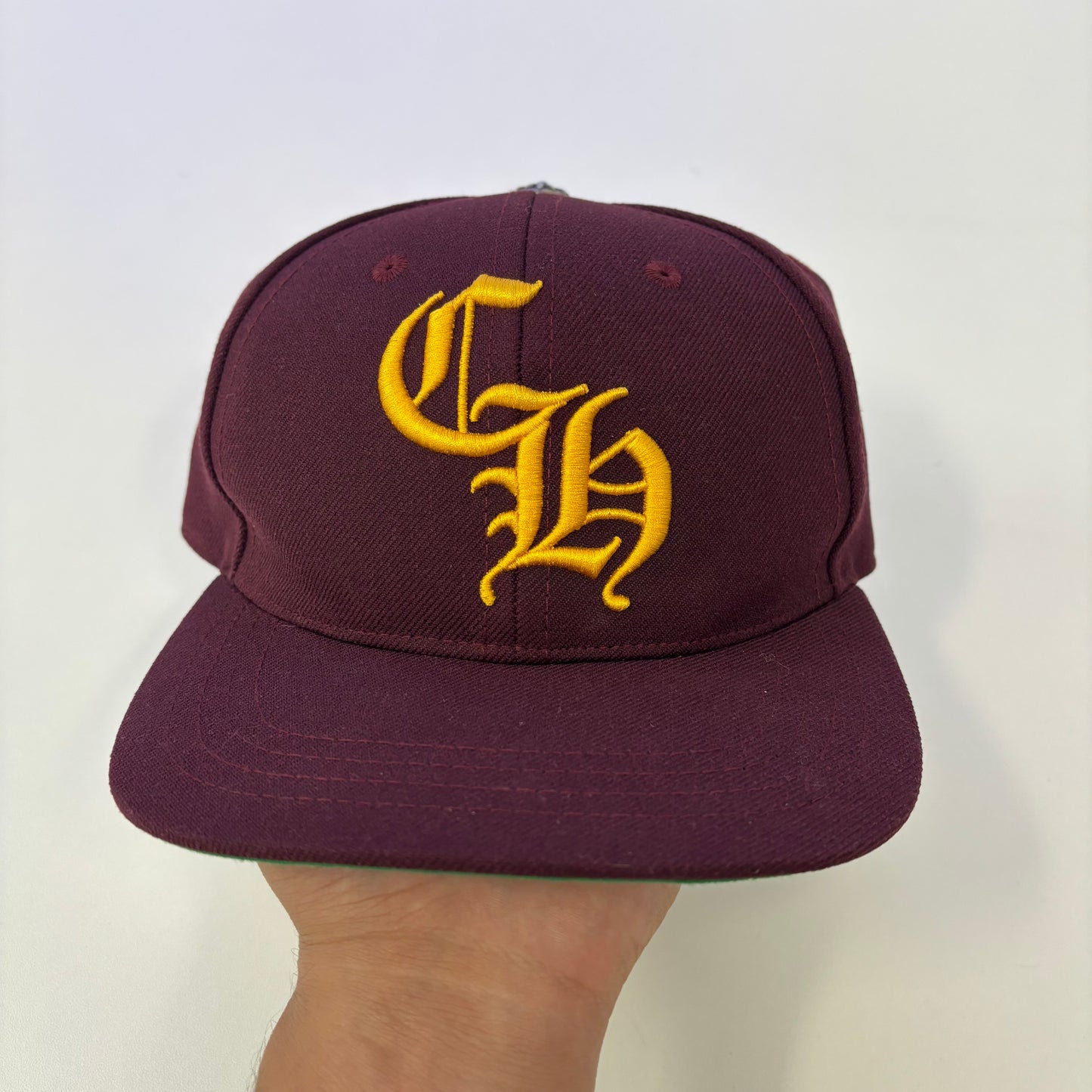 Chrome Hearts Burgundy/Gold CH Logo Hat