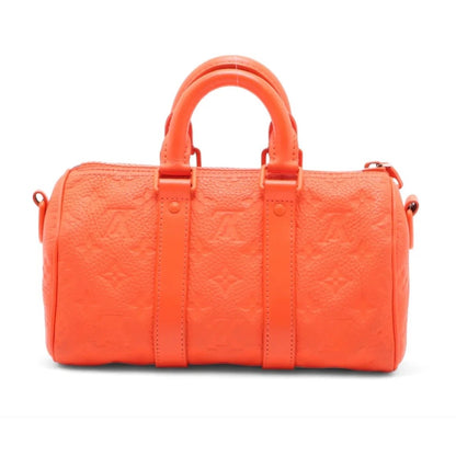 Louis Vuitton Orange Keepall Bandouliere Bag Monogram Taurillon Leather 25