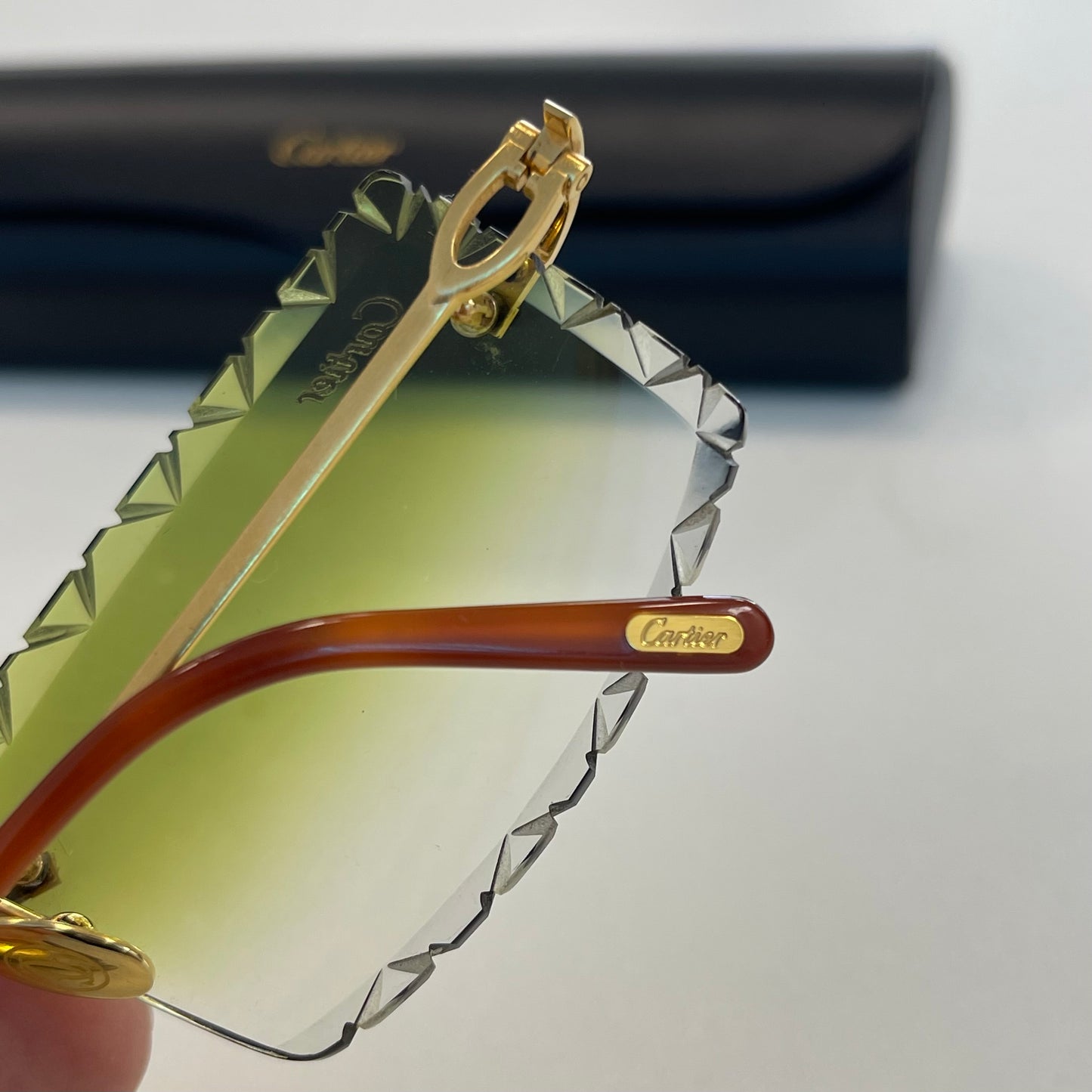 Cartier Green Diamond Cut Sunglasses