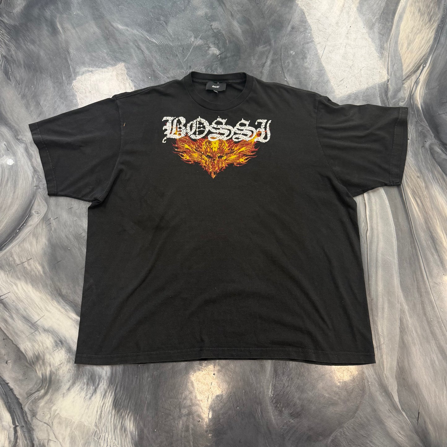 Bossi Vintage Rhinestone Flaming Skull Tee