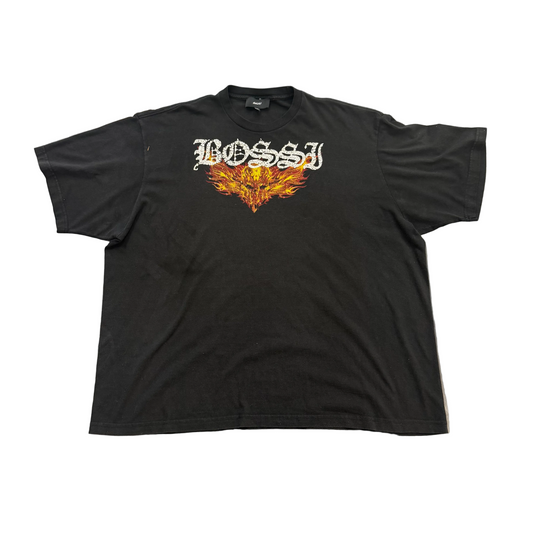 Bossi Vintage Rhinestone Flaming Skull Tee