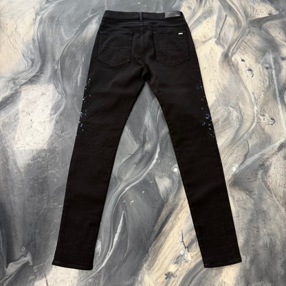 Amiri Black Paint Splatter Crystal Jeans