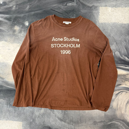Acne Studios Logo 1996 Long-Sleeve T-Shirt in Chocolate Brown