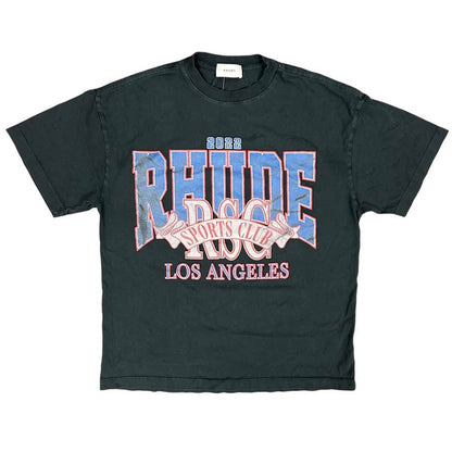 Rhude LA Sports Club Vintage Washed Black Tee