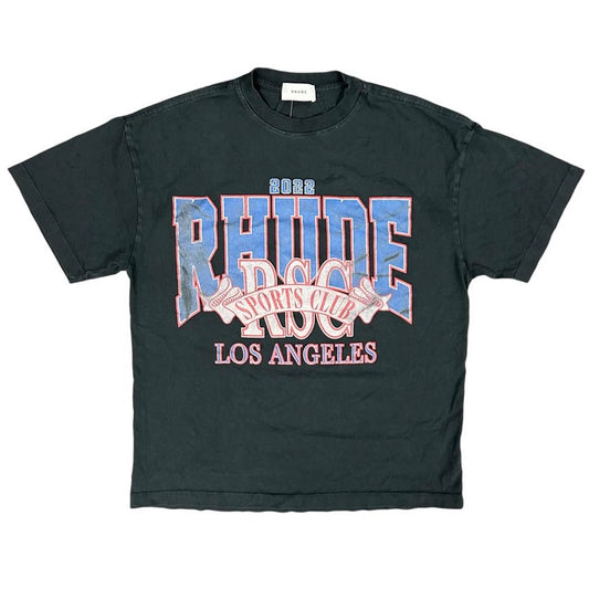 Rhude LA Sports Club Vintage Washed Black Tee