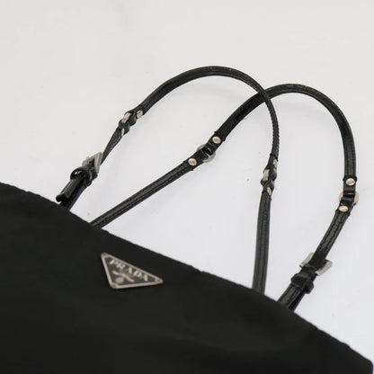 PRADA Hand Bag Nylon Black With Buckle Straps