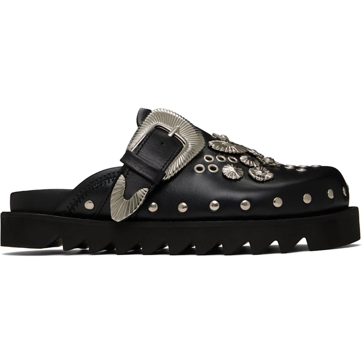 TOGA PULLA Black Eyelet Metal Sabot Slip-on Loafers (Used)(No Box)