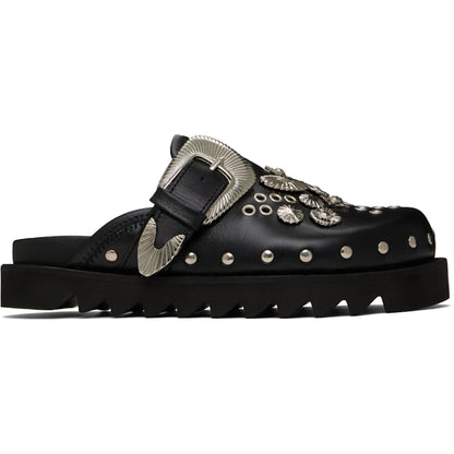 TOGA PULLA Black Eyelet Metal Sabot Slip-on Loafers (Used)(No Box)