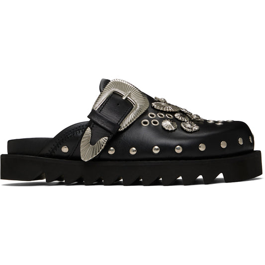 TOGA PULLA Black Eyelet Metal Sabot Slip-on Loafers (Used)(No Box)