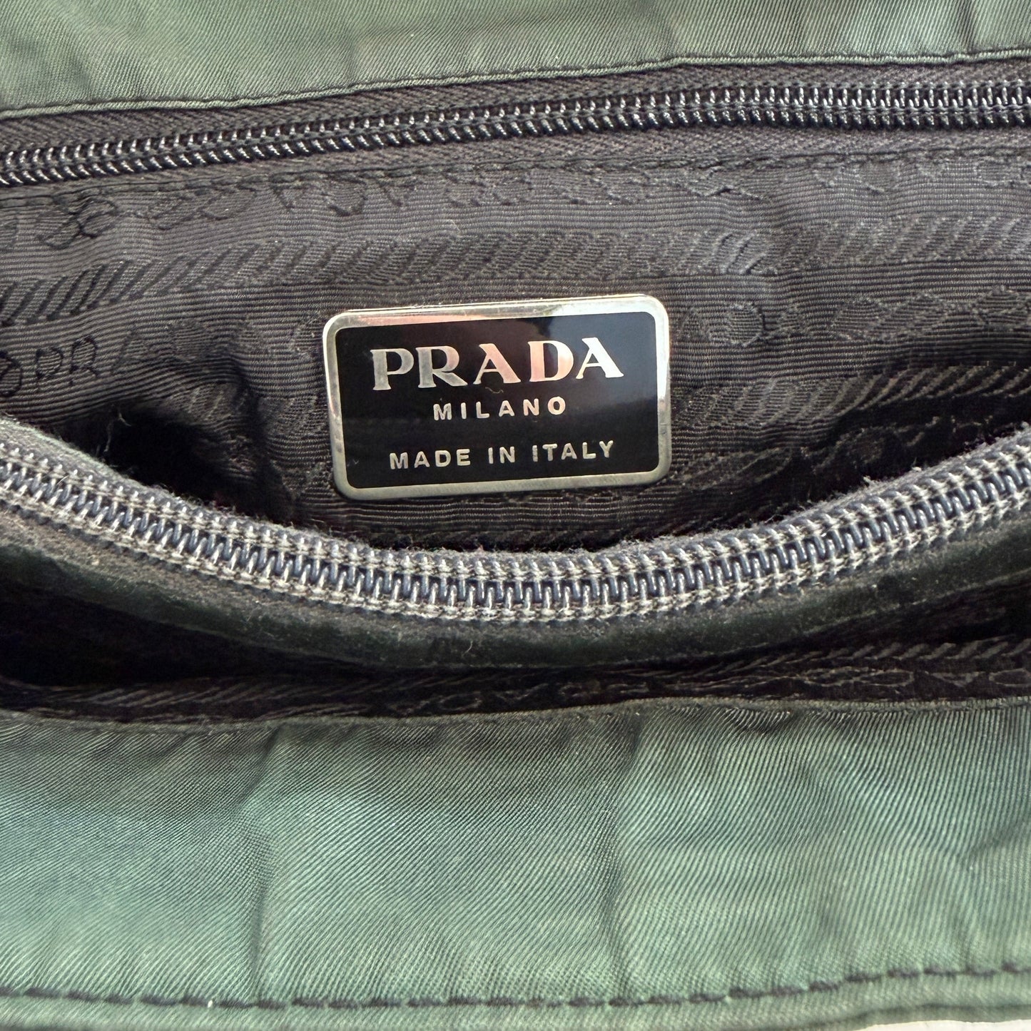 Prada Nylon Vintage Tote Bag Green/Silver