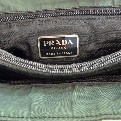 Prada Nylon Vintage Tote Bag Green/Silver
