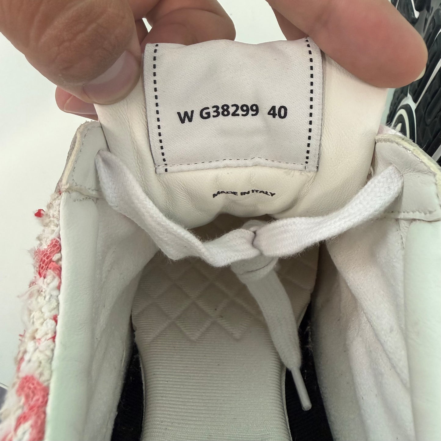 Chanel CC Logo Sneaker Ecru Pink Tweed (USED NO BOX)