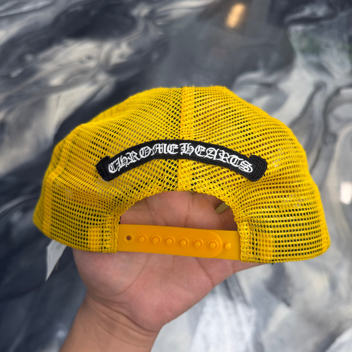 Chrome Hearts Eyechart Trucker Hat Yellow